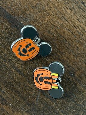 Disney Orange and Black Pumpkin Mickey Brooch Set
